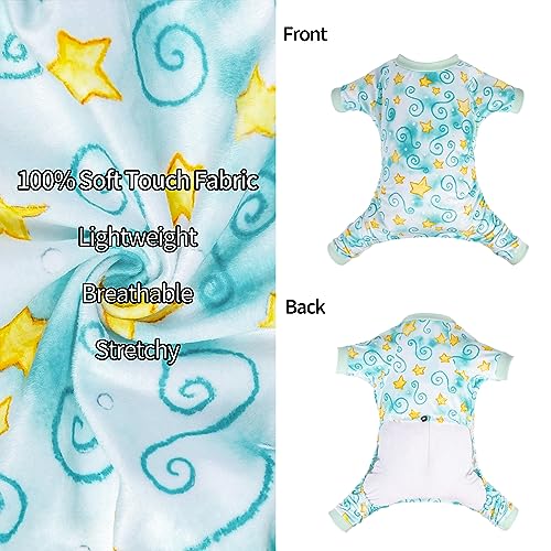 Small Dogs Outfit Soft Puppy Onesies Pjs Dog Pajamas Pet Coat Cat Apparel Comfy Doggie Jumpsuit Bodysuit for All Seasons (Star / Medium)