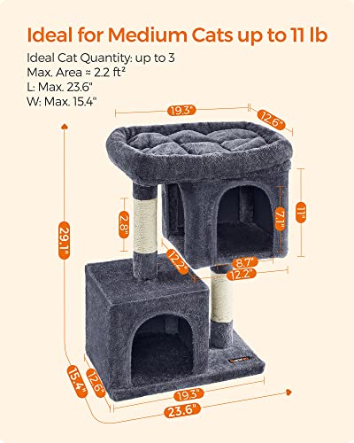 Cat Tree 29.1 (M (19.3"L x 12.6"W x 29.1"H) / Smoky Gray)