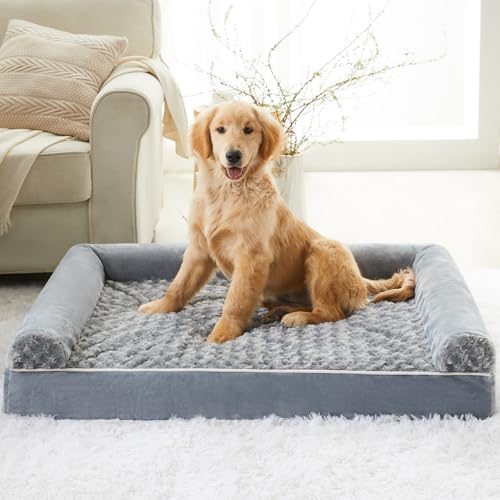 Orthopedic Washable XXL Dog Bed for Senior Dog Cozy Sleep (54"l x 36"w x 7"th / Grey)