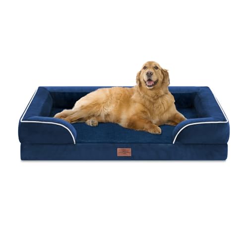 Waterproof Orthopedic Dog Bed for Extra Large Dogs (42.0"L x 30.0"W x 8.5"Th / Navy Blue)