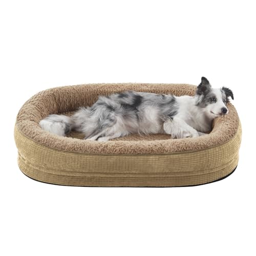 Orthopedic Dog Bed for Large Dogs (Light Brown / 35"l X 25"w X 7.0"th)