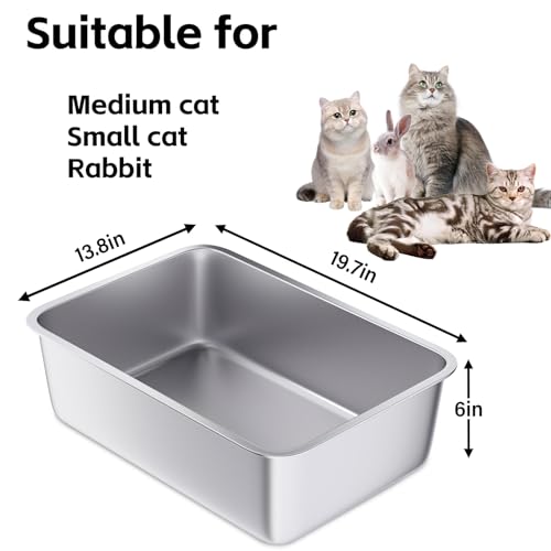 Large Stainless Steel Litter Box Big (L-6inch)
