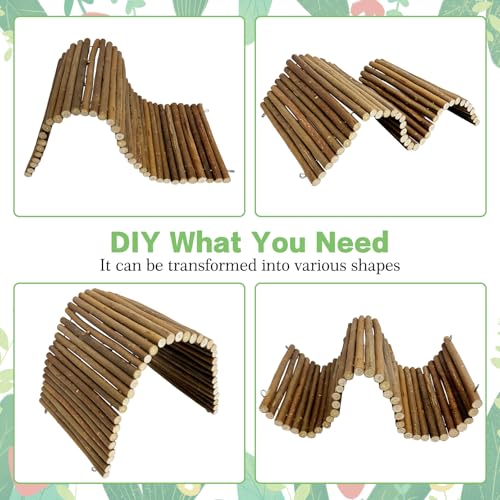 Bendable Wooden Reptile Hideout Ladder Bridge Hiding Hut Tunnel Toys Climbing Bridge Chew Toy Habitat Accessories for Bearded Dragons Ball Python Guinea Pigs Rabbits