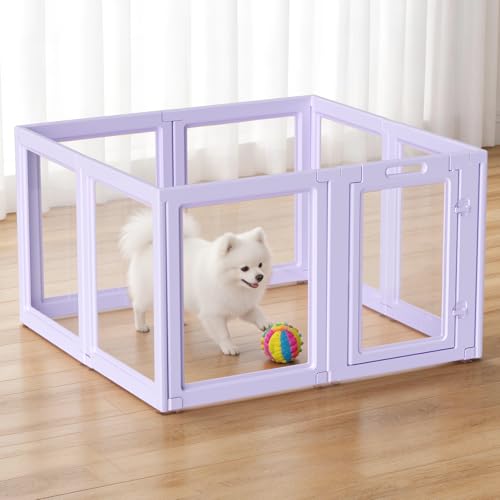 DIY Clear Acrylic Dog Playpen House (Purple / 23.6"H)