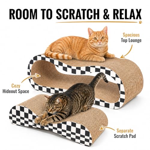 2 in 1 Large Cardboard Cat Scratcher Lounger (2 IN 1 L-Checkerboard)