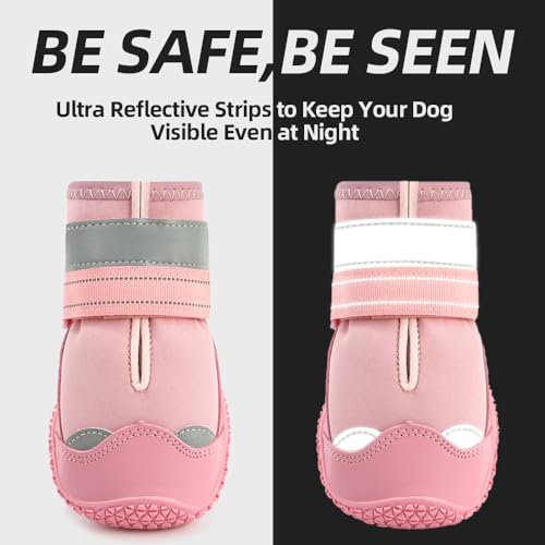 Dog Boots for Large Dogs (Pink / Width 1.96 Inch)