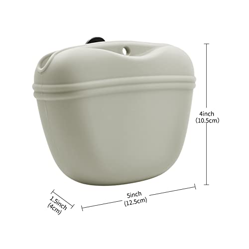 Silicone Dog Treat Pouch with Clicker Magnetic Closure Secure Clip (2 Pack / Light grey+Beige)