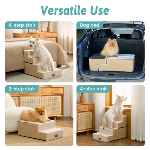 Dog Stairs for Small Dogs (Beige / 17.7x23.6x17.7 inch)