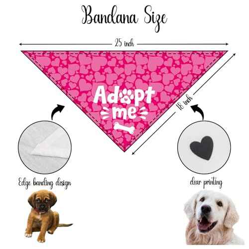 Adopt Me Heart Dog Bandanas for Dogs Adoption Gotcha Day Adopted Dog Bandana Baby Announcement Adopt Me Pets Scarf for Small Medium Dogs & Cats (T)