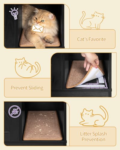 Cat Litter Box Enclosure (Black / 31.5"L × 18.9"W × 29.5"H)