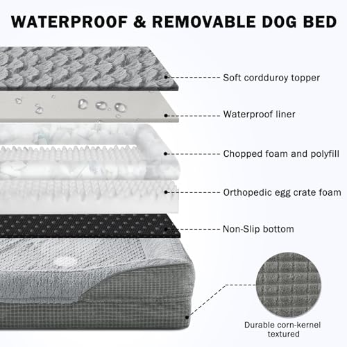 Orthopedic Dog Beds Large Sized (XL (42"x 32"x 7.5") / Light Grey)
