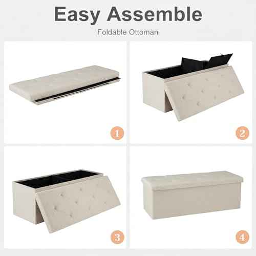43 Inch Folding Storage Ottoman Bench
