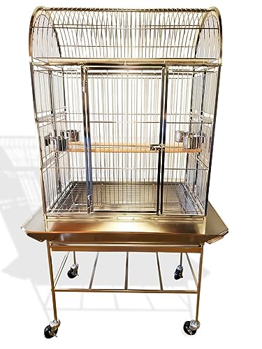 Medium Sized 39" L x 29" D X 67" H 304 Stainless Steel Bird Parrot Cage and Seed Catcher