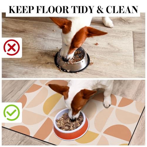 Dog Food Mats for Floors (Boho Semicircle / Xl(24"×32"))