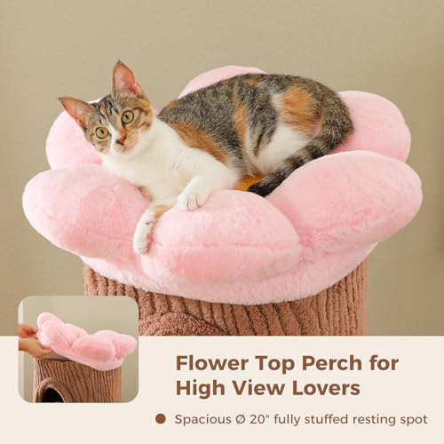 68.5" Forest Cat Tree Tower with 4 Condos & Flower Top Bed (Brown / 68.5" Forest Cat Tree)