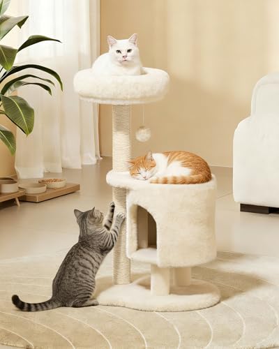 Cat Tree 34.3 Inches Cat Tower with Scratching Post (Beige)