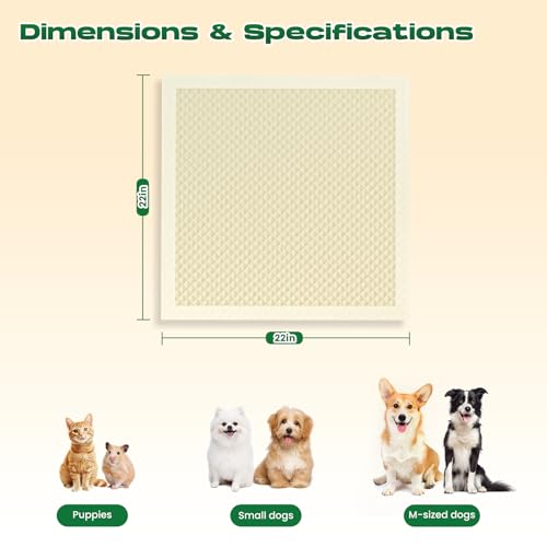 Bamboo Small Puppy Pads Pee Pads for Dogs 22"x22" 100 Count (22 x 22 inches (100 Count))