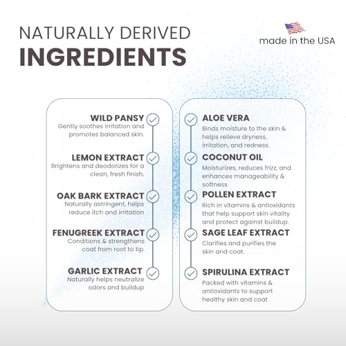 Waterless No Rinse Dog Dry Shampoo Spray with Hydrating Essential Oils
