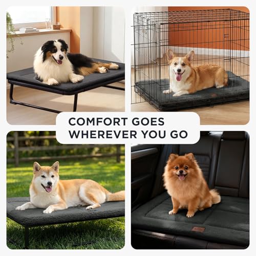Low Profile Dog Crate Mat Reversible Bed Pad (Dark Gray)