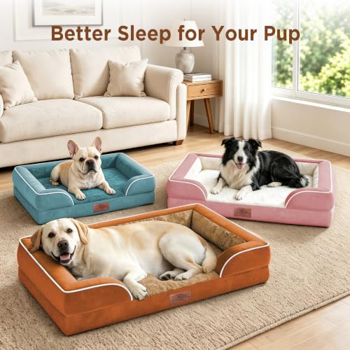 Waterproof Orthopedic Dog Beds for Extra Large Dog (45.0"L x 35.0"W x 8.5"Th / Pink)