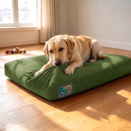 Chew Proof Indestructible Dog Bed for Large Dogs (Green / XXL(47"x 30"x4"))