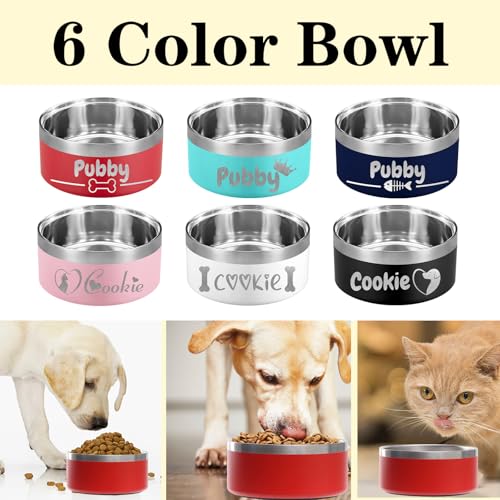 Custom Dog Bowl Personalized Dog Bowls with Name Stainless Steel Non (Pink / 32 oz (2.8x6.4in))
