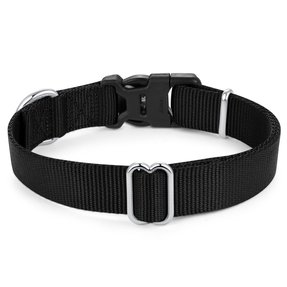 Nylon Dog Collar with Quick Release Buckle Soft Adjustable Sturdy for Small Medium Large Dogs Black (Black / L：17.5"-25.5")