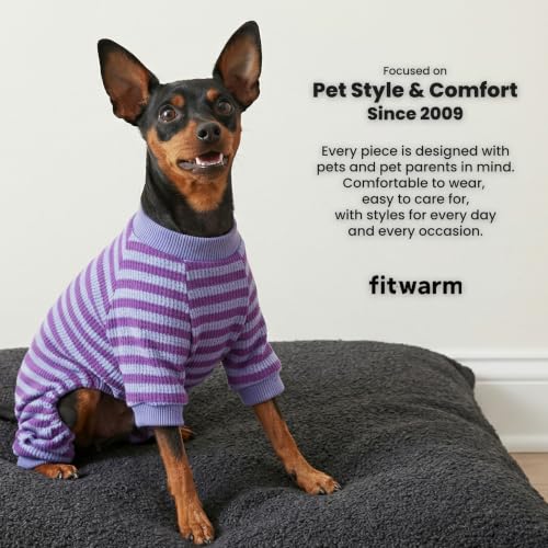 Purple and Violet Striped Dog Pajamas (Large / DarkViolet)