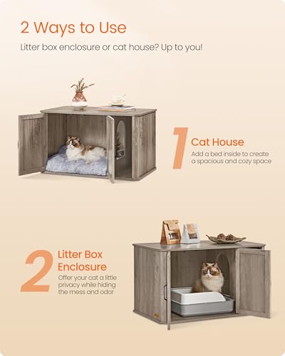 Double Cat Litter Box Enclosure for 2 Cats (Heather Griege / L (33.5"L x 19"W x 19.5"H))