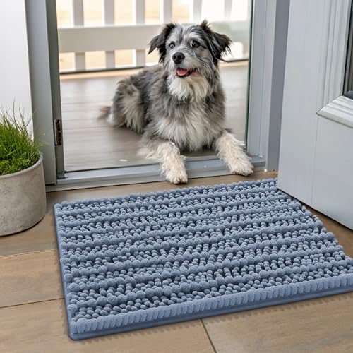 Dog Door Mat for Muddy Paws 24x16 (Layered-Airy Blue / 24"X16")