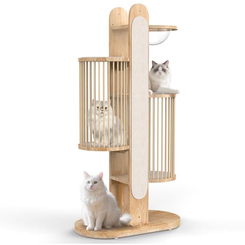 Modern Cat Tree Tower for Indoor Cats (White)