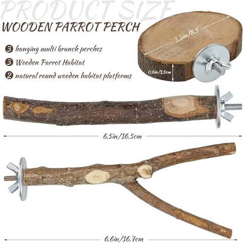 8 Piece Set Natural Wood Bird Perches