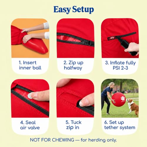 22" Herding Ball for Dogs Tetherball Set Outside (Cherry - 22" Tether Ball / Tether)
