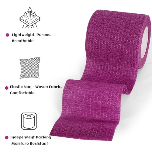 24 Rolls Elastic Self Adhesive Bandage Wrap 2 Inch (2 Inch-24 Count Purple)