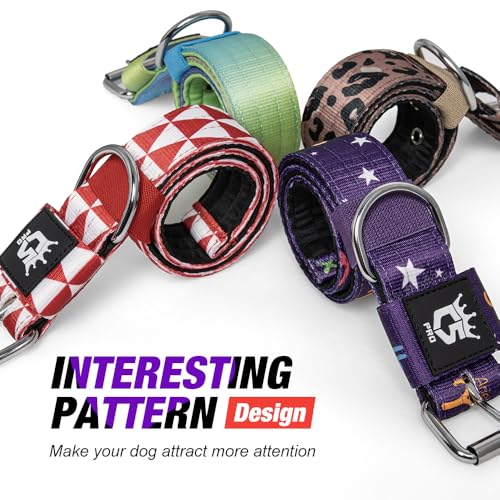 Heavy Duty Thick Dog Collar with Metal Buckle for Small Dogs (S – Fits Neck 12.6"-15.8" / Geometric Style)