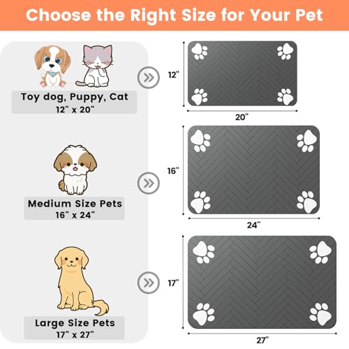 Pet Feeding Mat (Dark Gray / 27"L x 17"W)