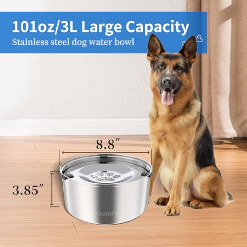 3L 101oz Dog Water Bowl Stainless Steel Slow Water Bowl for Dog (A: 304 Stainless Steel)
