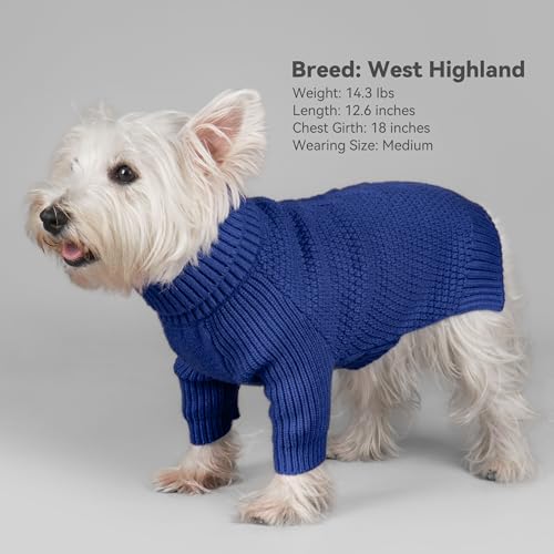 Dog Sweater Long Sleeve Warm Knit Sweaters for Medium Dogs Boy Girl (Blue / X-Large)
