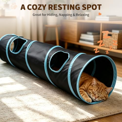 Cat Tunnel for Indoor Cats Kittens Rabbits (Black / Single Tunnel)