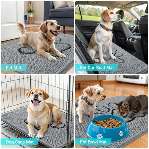 Dog Door Mat for Muddy Paws 35x24 (Grey / 35" X 24")