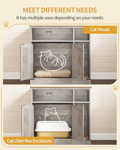 Cat Litter Box Enclosure (Greige / 31.5"L × 18.9"W × 29.5"H)