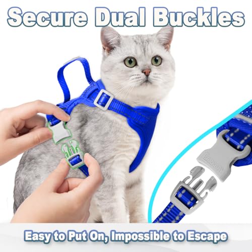 Cat Harness and Leash Set Escape Proof for Kitten Walking (Small / Sapphire Blue)