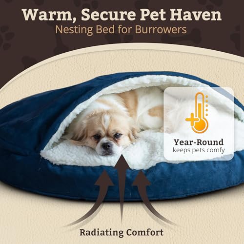 Cozy Cave Dog Bed (25.0"L x 25.0"W x 8.0"Th / Sapphire)