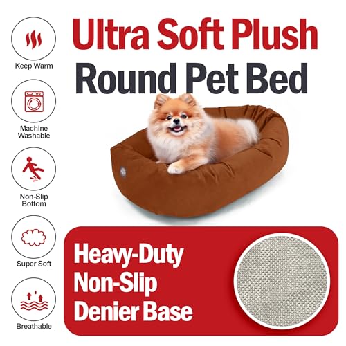 Suede Shredded Memory Foam Mix Calming Dog Bed Washable (Rust)