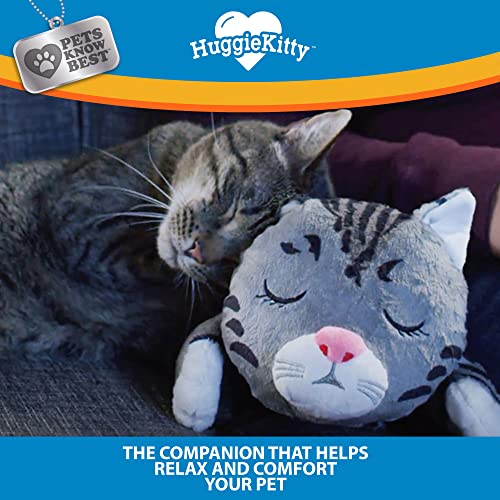 HuggieKitty Comfort Purring Companion with Heartbeat Sleep Aide for Cats & Kittens (Grey)