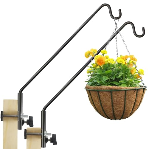 2 Packs Extended Fence Deck Heavy Duty Bird Feeder Hook (43" Long -2 Packs Fence Deck Hook)