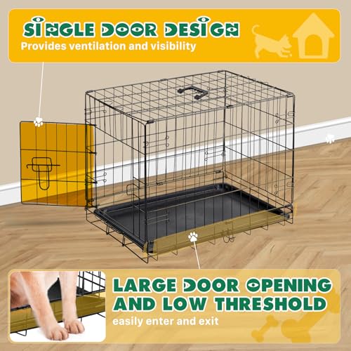 Dog Crate 24 Inch Small Dog Cage Foldable Indoor Outdoor Pet Kennel (25.0"L x 16.7"W x 18.5"H)