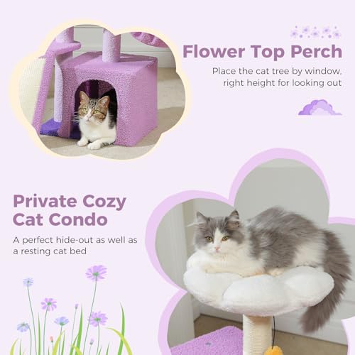 Cactus Cat Tree for Kittens & Small Cats (Purple)