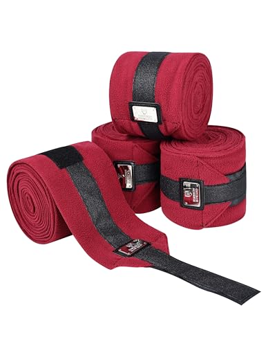 4 Pack Horse Polo Wraps (M / Burgundy)