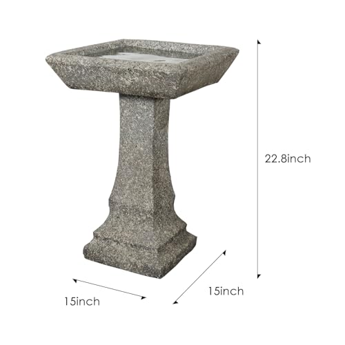 Freestanding Birdbaths Outdoor (22.8inch / Gray)